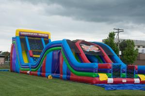 68' JUGGERNAUT® - 22' Vertical Rush and X Factor (Giant Obstacle Course and Slide) Rental